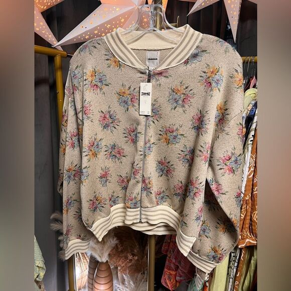 Maeve x Anthropologie Printed Floral Lurex Knit Bomber Jacket - Picture 6 of 8